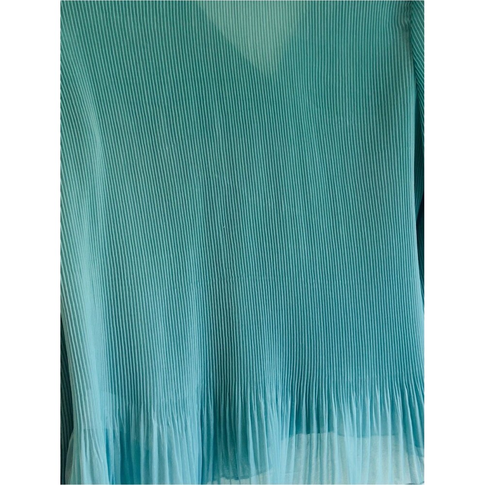 Madewell Womens Teal Pleated V-Neck Long Sleeve Blouse Flare Sleeve Elegant - Picture 10 of 16